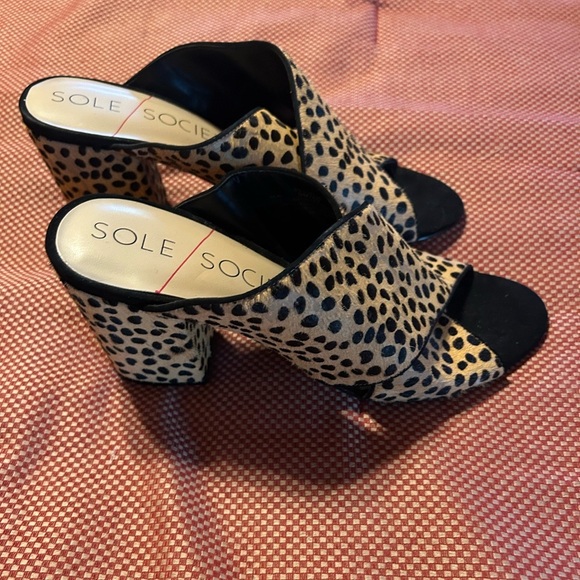 Society Leopard Print Calf Hair Sandals - Picture 2 of 6